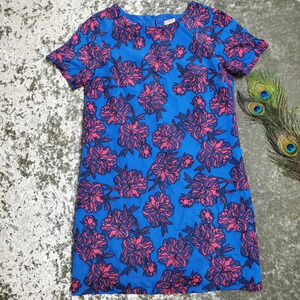 J.Crew Blue & Pink Floral Shift Dress